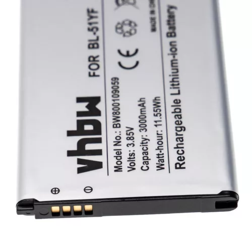 VHBW Mobile Phone Battery LG BL-51YF, EAC62858501 - 3000 mAh 3.85 V Li-Ion