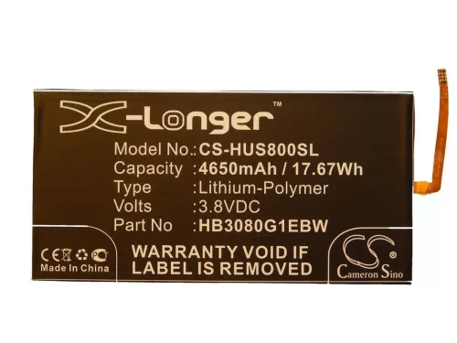 VHBW Notebook Battery Huawei HB3080G1EBW, HB3080G1EBC - 4650 mAh 3.8 V Li-polymer, black