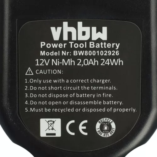 VHBW Akku für Black & Decker PS130 Gerät und andere Modelle, 12V, Ni-MH, 2000mAh