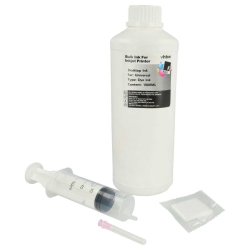 VHBW Refill Ink, Black, Canon HP, 1000 ml