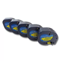 VHBW Label Tape Dymo 91202 substitute - 12 mm Black-Yellow