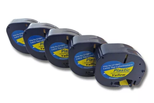 VHBW Label Tape Dymo 91202 substitute - 12 mm Black-Yellow