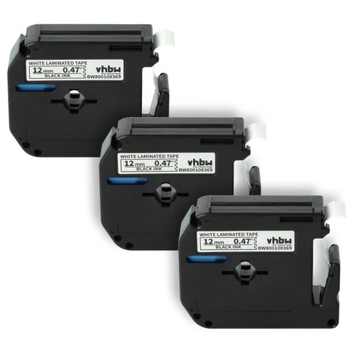 VHBW Etikettenband Brother M-K231 - 12 mm Schwarz-Weiß
