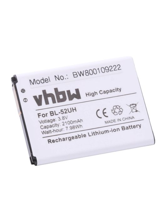 Mobiltelefon akkumulátor  BL-52UH-hoz - 2100 mAh 3,8 V Li-Ion