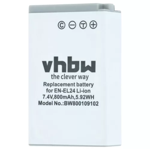 VHBW Battery for Nikon VFB11901, EN-EL24 - 800 mAh 7.2 V Li-Ion