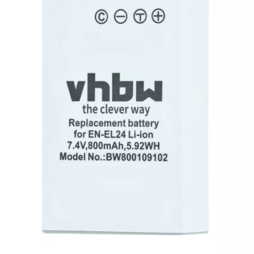 VHBW Battery for Nikon VFB11901, EN-EL24 - 800 mAh 7.2 V Li-Ion