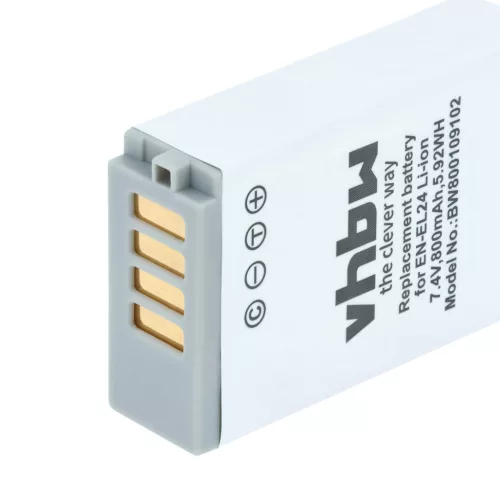 VHBW Battery for Nikon VFB11901, EN-EL24 - 800 mAh 7.2 V Li-Ion