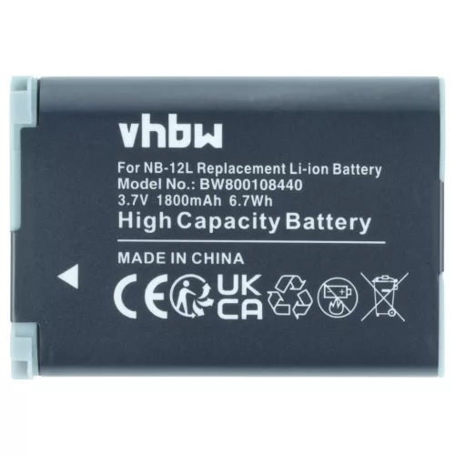 VHBW Videokamera Akku Canon NB-12L - 1800 mAh 3,7 V Li-Ion