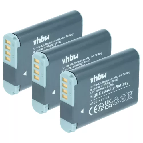 VHBW Videokamera Akku Canon NB-12L - 1800 mAh 3,7 V Li-Ion