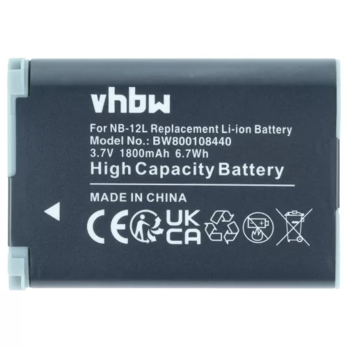 VHBW Videokamera Akku Canon NB-12L - 1800 mAh 3,7 V Li-Ion