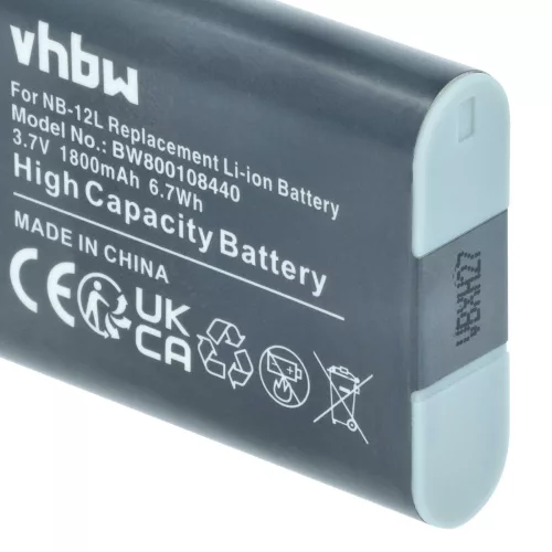 VHBW Videokamera Akku Canon NB-12L - 1800 mAh 3,7 V Li-Ion