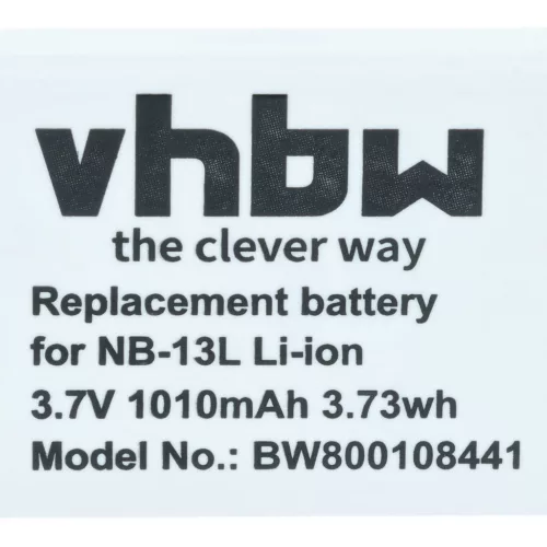 VHBW Akku für Canon NB-13L - 1010 mAh 3,7 V Li-Ion