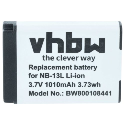 VHBW Akku für Canon NB-13L - 1010 mAh 3,7 V Li-Ion