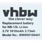 VHBW Akku für Canon NB-13L - 1010 mAh 3,7 V Li-Ion