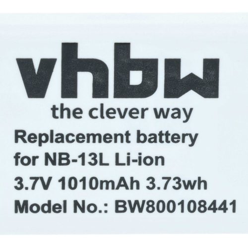 VHBW Akku für Canon NB-13L - 1010 mAh 3,7 V Li-Ion