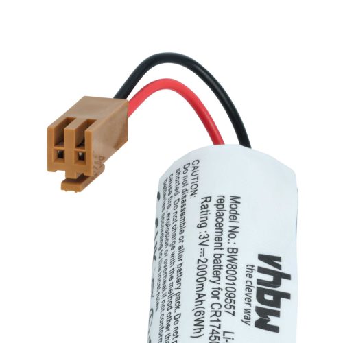 VHBW Ipari vezérlő akkumulátor A02B0200K102, A02B-0200-K102, CR17450ER-CX - 2000 mAh 3 V Li-Ion