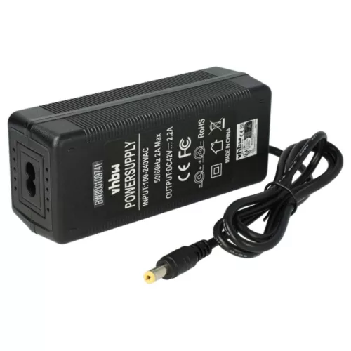 VHBW Charger for 36V E-Bike Batteries with Round Connector, 42V, 2.2A