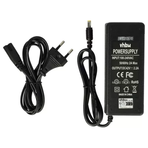 VHBW Charger for 36V E-Bike Batteries with Round Connector, 42V, 2.2A