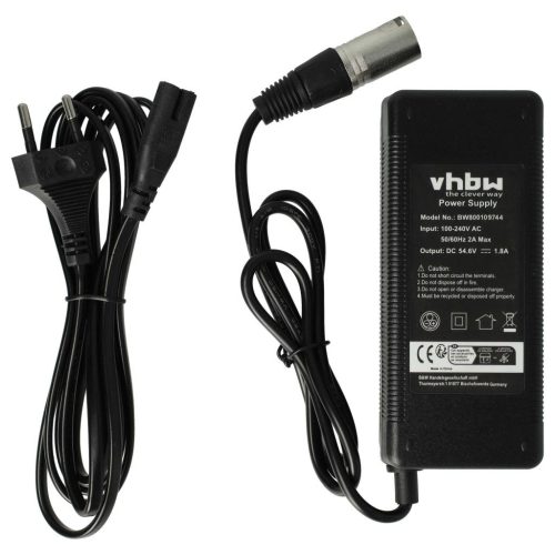 VHBW Charger for 48V E-Bike Batteries with XLR Connector, 54.6V, 1.8A