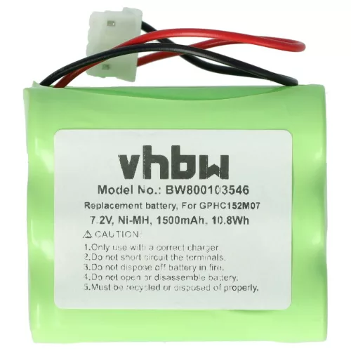 VHBW Akku für GPRHC152M073 - 1500 mAh, 7,2 V, NiMH