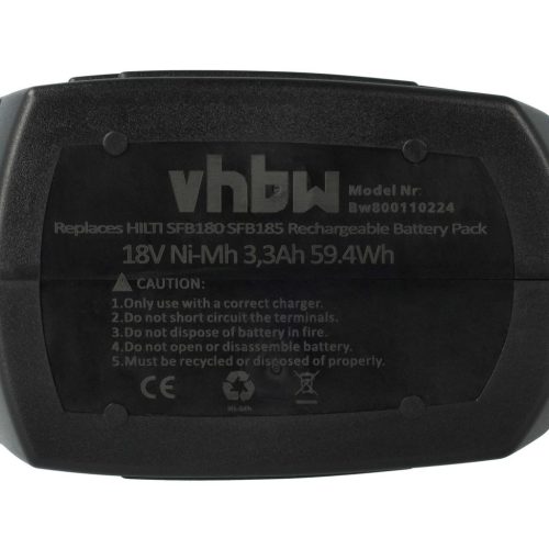 VHBW Elektrowerkzeug Akku Hilti SFB185, SFB180 – 3300 mAh, 18 V, NiMH
