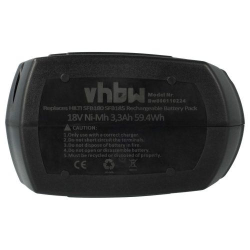 VHBW Elektrowerkzeug Akku Hilti SFB185, SFB180 – 3300 mAh, 18 V, NiMH