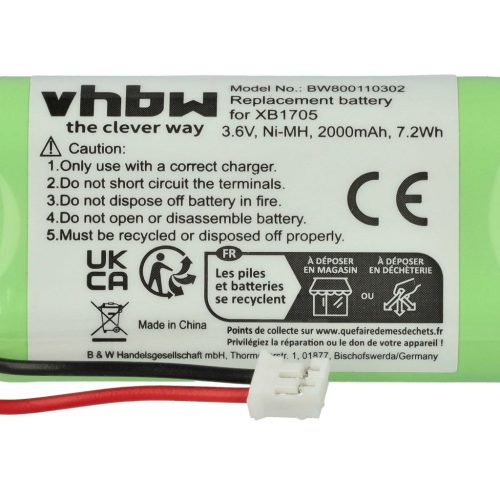 XB1705 Battery - 2000 mAh, 3.6 V, NiMH