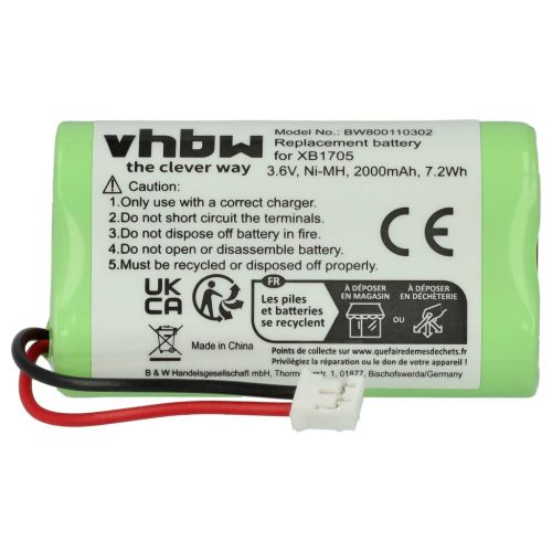 XB1705 Battery - 2000 mAh, 3.6 V, NiMH