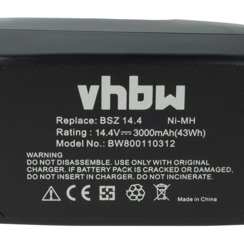 VHBW Elektromos kéziszerszámgép akkumulátor Metabo 6.25475, 6.25476, 6.25482, 6.25481 - 3000 mAh, 14,4 V, NiMH