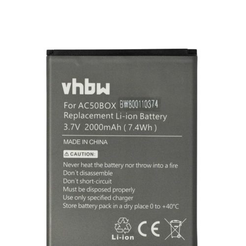 VHBW Mobile Phone Battery for Archos AC50BNE 1ICP5/56/78, AC50BNE - 2000 mAh 3.7 V Li-Ion - Smartphone Battery