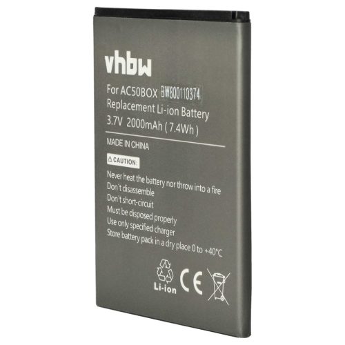 VHBW Mobile Phone Battery for Archos AC50BNE 1ICP5/56/78, AC50BNE - 2000 mAh 3.7 V Li-Ion - Smartphone Battery