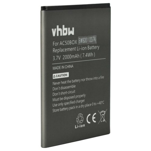 VHBW Mobile Phone Battery for Archos AC50BNE 1ICP5/56/78, AC50BNE - 2000 mAh 3.7 V Li-Ion - Smartphone Battery