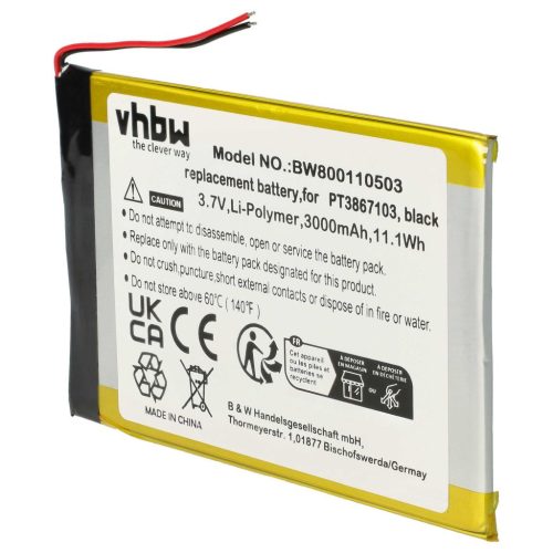 VHBW Tablet Battery for PT3867103 - 3000 mAh 3.7 V Li-polymer