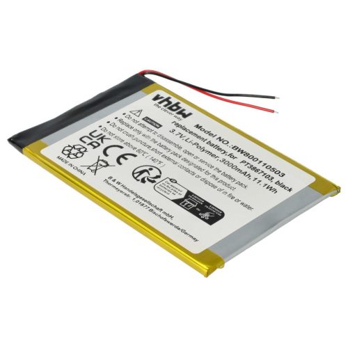 VHBW Tablet Battery for PT3867103 - 3000 mAh 3.7 V Li-polymer
