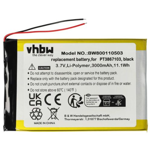 VHBW Tablet Battery for PT3867103 - 3000 mAh 3.7 V Li-polymer