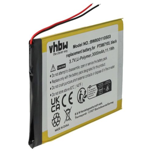 VHBW Tablet Battery for PT3867103 - 3000 mAh 3.7 V Li-polymer