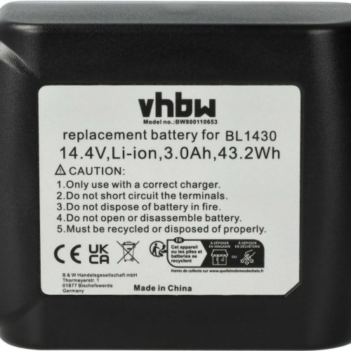 Elektromos kéziszerszámgép akkumulátor Makita BL1415, 194066-1, BL1415N, 194065-3 - 3000 mAh, 14,4 V, Li-Ion 