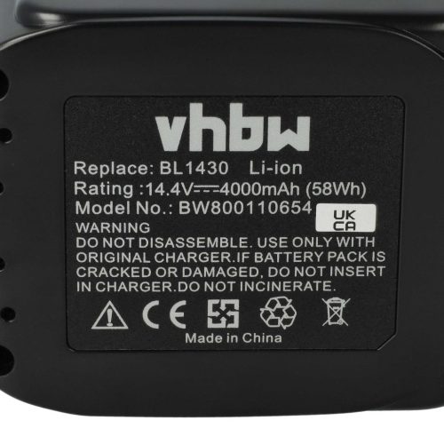 VHBW Electric Power Tool Battery for Makita BL1415, 194066-1, BL1415N, 194065-3 - 4000 mAh, 14.4 V, Li-Ion