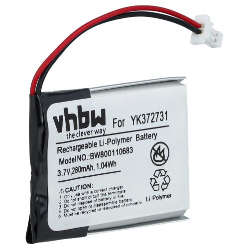 VHBW GPS Akku YK372731, PL482730 - 280 mAh 3,7 V Li-Polymer