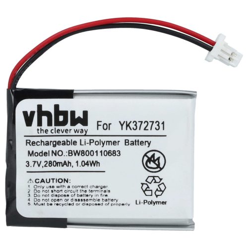 VHBW GPS Akku YK372731, PL482730 - 280 mAh 3,7 V Li-Polymer