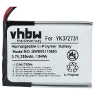 VHBW GPS Akku YK372731, PL482730 - 280 mAh 3,7 V Li-Polymer