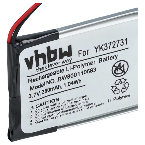 VHBW GPS Akku YK372731, PL482730 - 280 mAh 3,7 V Li-Polymer