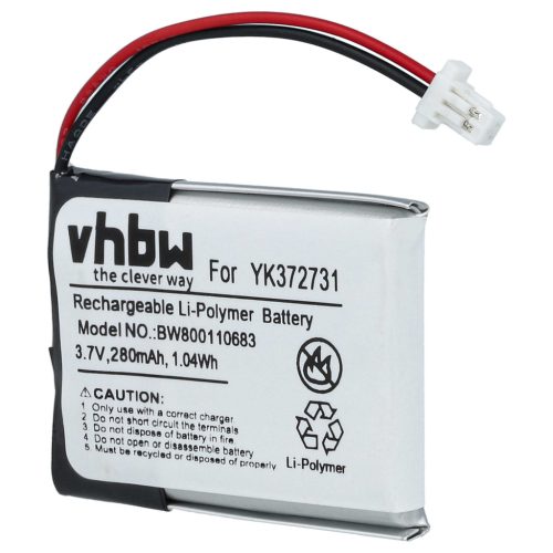 VHBW GPS Akku YK372731, PL482730 - 280 mAh 3,7 V Li-Polymer