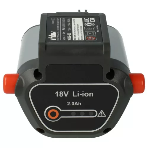 VHBW Lawn Mower Battery Gardena BLi-18, 9839-20, 9840-20, 2000 mAh, 18 V, Li-Ion, black