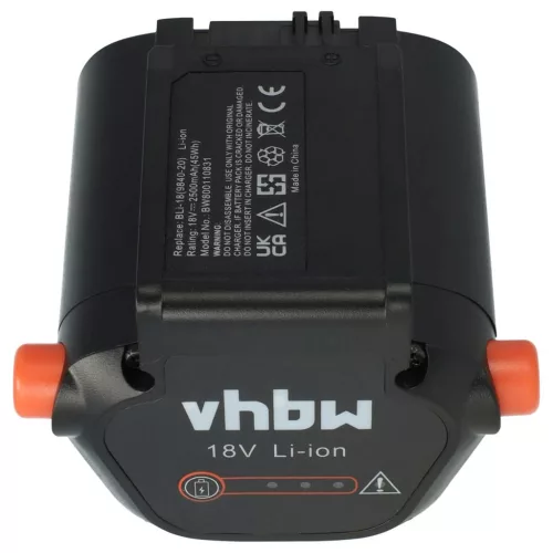 VHBW Gardena BLi-18 Lawn Mower Battery, 2500 mAh 18 V Li-Ion, Black