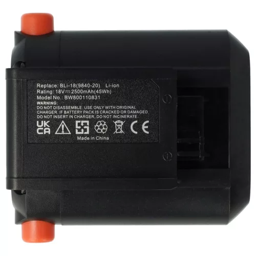 VHBW Gardena BLi-18 Lawn Mower Battery, 2500 mAh 18 V Li-Ion, Black