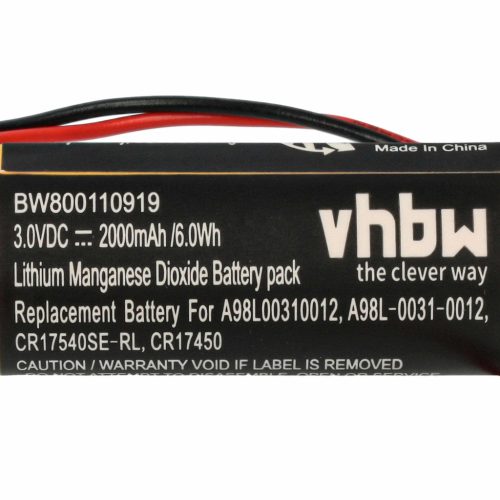VHBW Ipari Vezérlő Akkumulátor FDK CR8-LHC helyett - 2000 mAh 3 V Li-MnO2