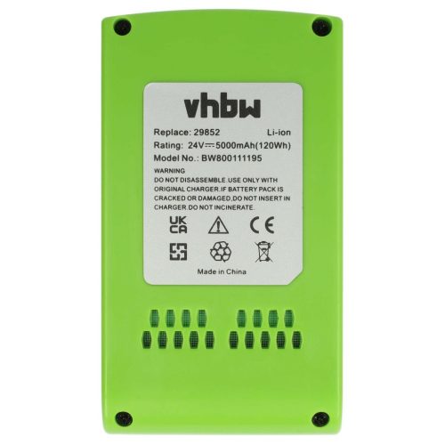 VHBW Electric Hand Tool Battery Alpina 270401020, BT 4024 - 5000 mAh, 24 V, Li-Ion