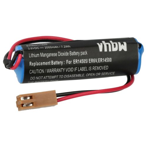 VHBW Battery Toshiba ER6V, ER14500 - 2000 mAh 3.6 V Li-MnO2