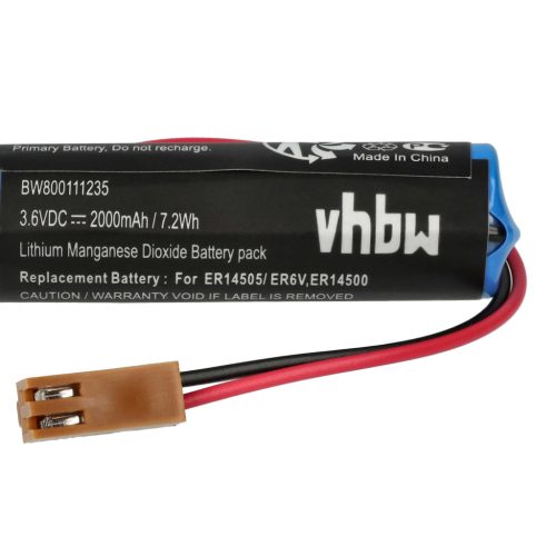 VHBW Battery Toshiba ER6V, ER14500 - 2000 mAh 3.6 V Li-MnO2